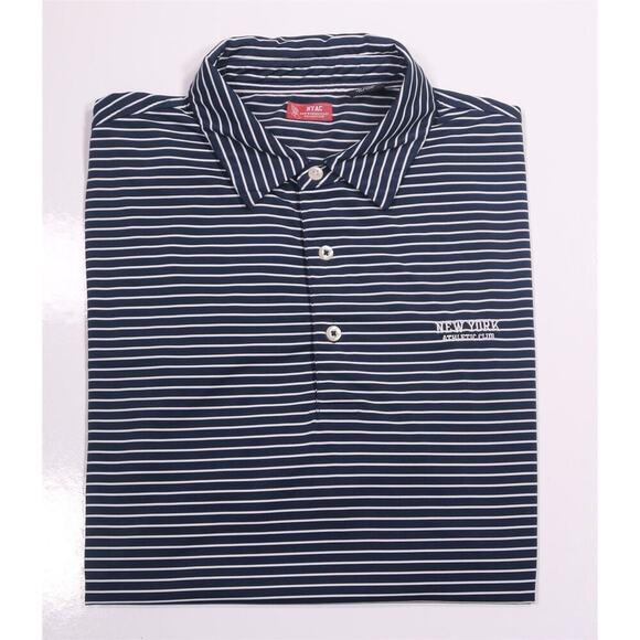 New York Athletic Club NYAC Winged Foot Collection Black/White Striped Polo M
